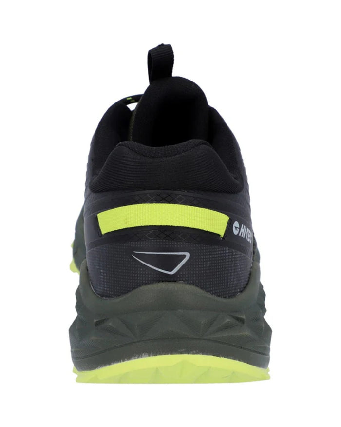 Black Olive Coloured Hi-Tec Mens Fuse Trail Low Trainers On A White Background #colour_black-olive