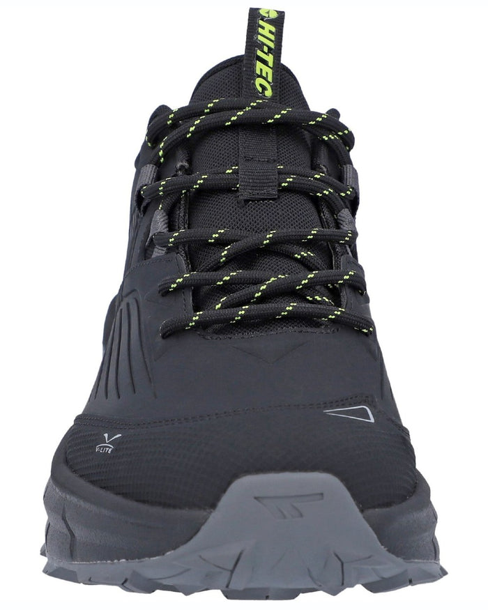 Black coloured Hi-Tec Mens Fuse Trek Hiking Shoes on white background #colour_black