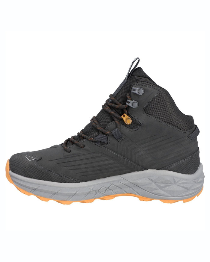 Chocolate Brown Timber Wolf coloured Hi-Tec Mens Fuse Trek Mid Hiking Boots on white background #colour_chocolate-brown-timber-wolf