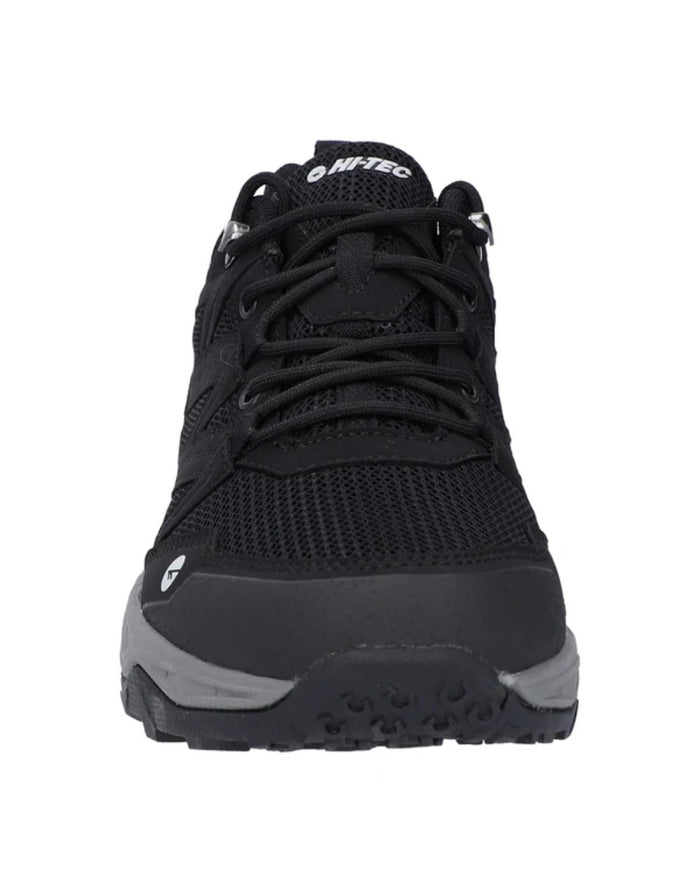 Black Coloured Hi-Tec Mens Saunter Waterproof Hiking Boots On A White Background #colour_black