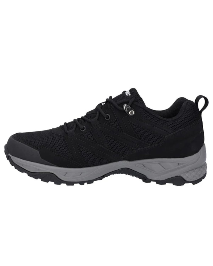 Black Coloured Hi-Tec Mens Saunter Waterproof Hiking Boots On A White Background #colour_black