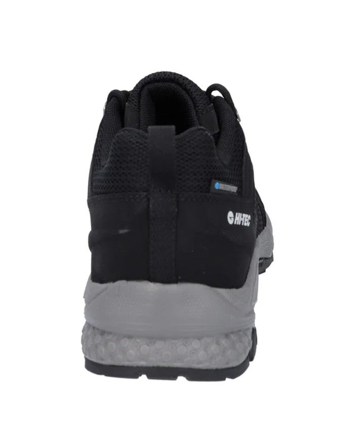 Black Coloured Hi-Tec Mens Saunter Waterproof Hiking Boots On A White Background #colour_black