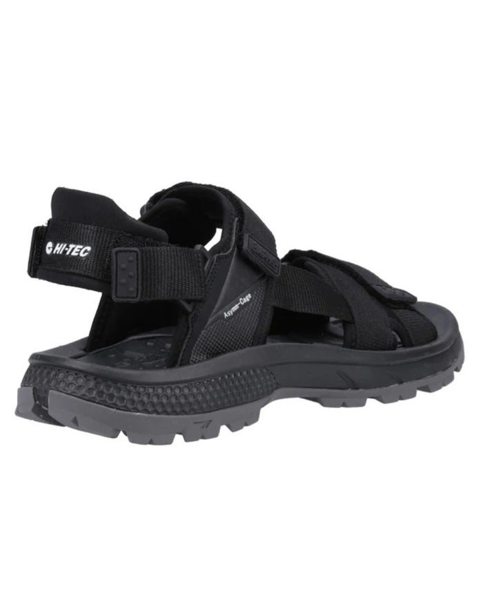 Black Grey Coloured Hi-Tec Mens Sierra Sandals On A White Background #colour_black-grey