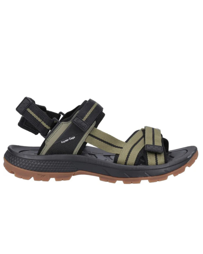 Olive Black Coloured Hi-Tec Mens Sierra Sandals On A White Background #colour_olive-black