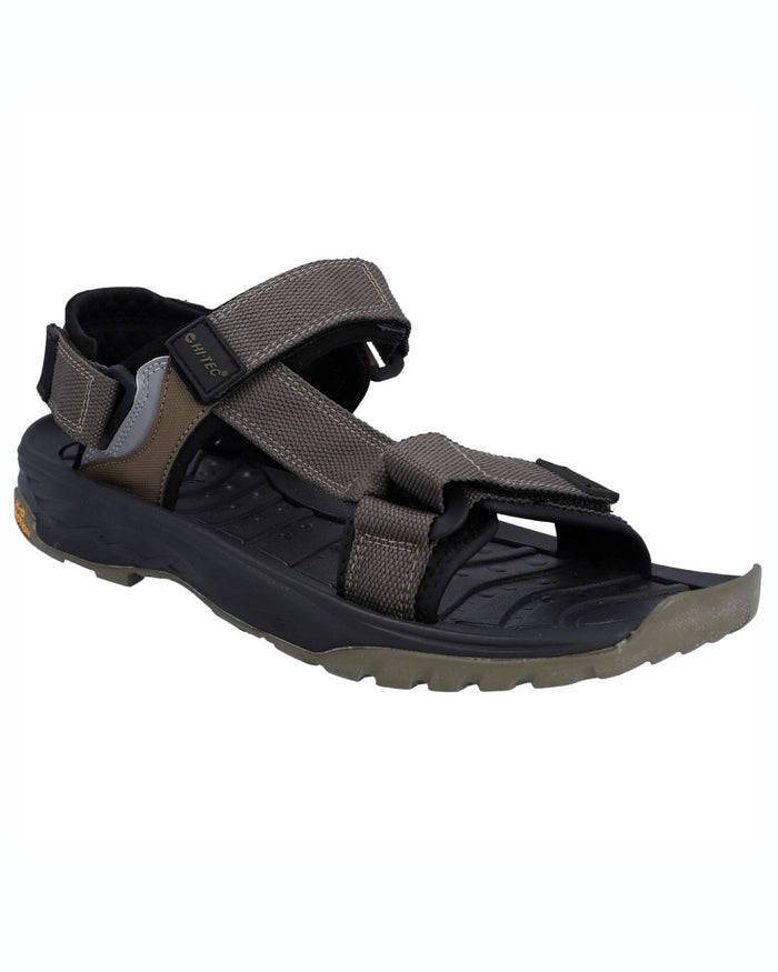 Desert Black coloured Hi-Tec Mens Ula Raft Sandals on white background #colour_desert-black