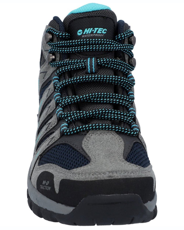 Grey coloured Hi-Tec Womens Corzo Mid Boots on white background #colour_grey