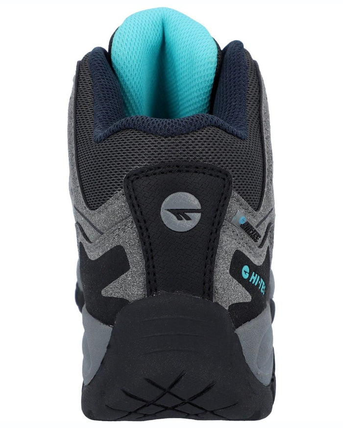 Grey coloured Hi-Tec Womens Corzo Mid Boots on white background #colour_grey