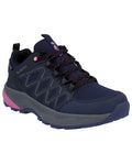 Dark Blue Coloured Hi-Tec Womens Diamonde Low Shoes On A White Background #colour_dark-blue