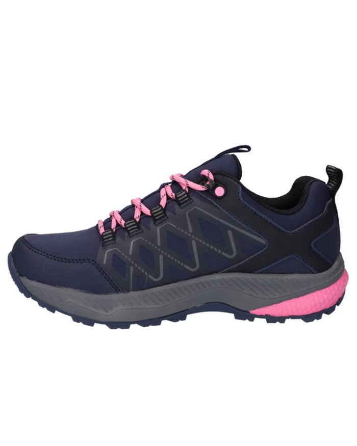 Dark Blue Coloured Hi-Tec Womens Diamonde Low Shoes On A White Background #colour_dark-blue