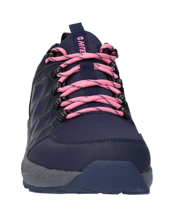 Dark Blue Coloured Hi-Tec Womens Diamonde Low Shoes On A White Background #colour_dark-blue