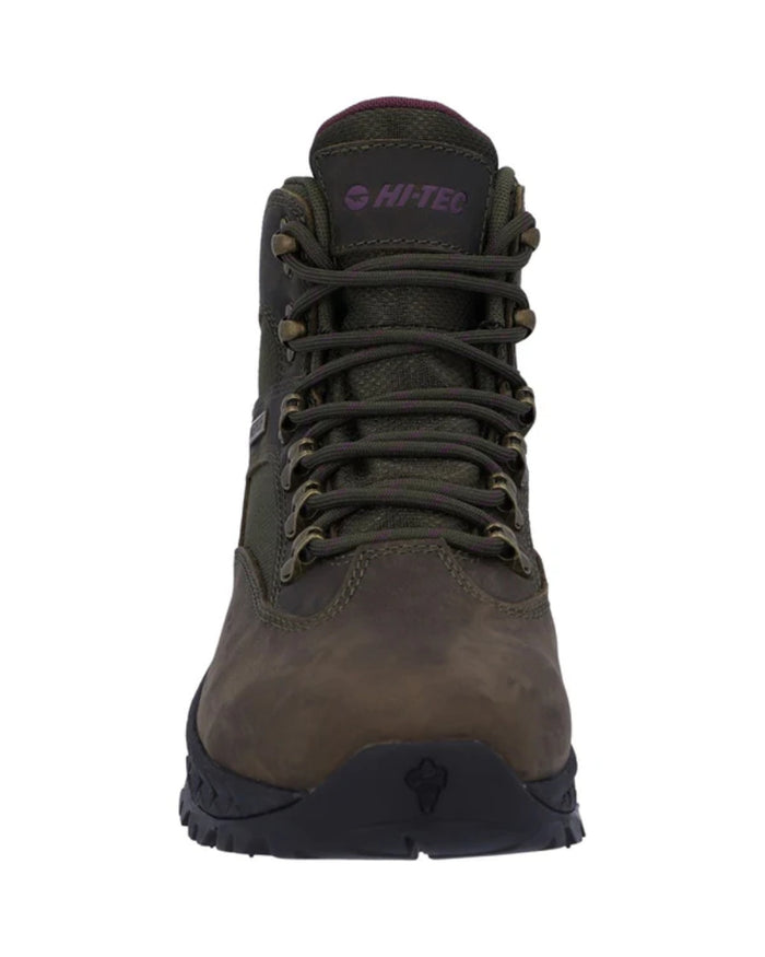 Khaki Coloured Hi-Tec Womens Euro Trail Boots On A White Background