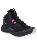 Black Coloured Hi-Tec Womens Fuse Trail Mid Waterproof Trainers On A White Background #colour_black