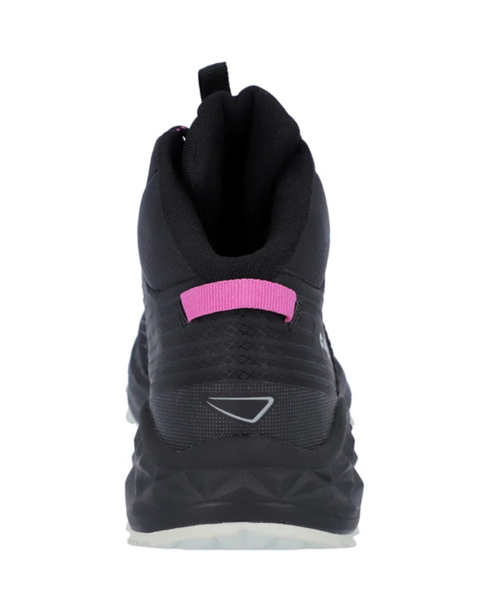 Black Coloured Hi-Tec Womens Fuse Trail Mid Waterproof Trainers On A White Background #colour_black