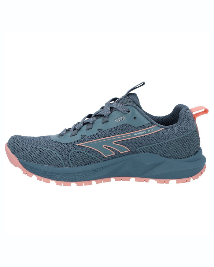 Flintstone Coral coloured Hi-Tec Womens Geo Nakuru Trainers on white background #colour_flintstone-coral