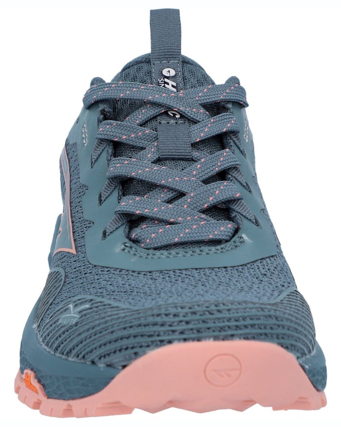 Flintstone Coral coloured Hi-Tec Womens Geo Nakuru Trainers on white background #colour_flintstone-coral