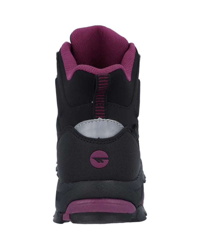 Black Coloured Hi-Tec Womens Jackdaw Mid Waterproof Boots On A White Background