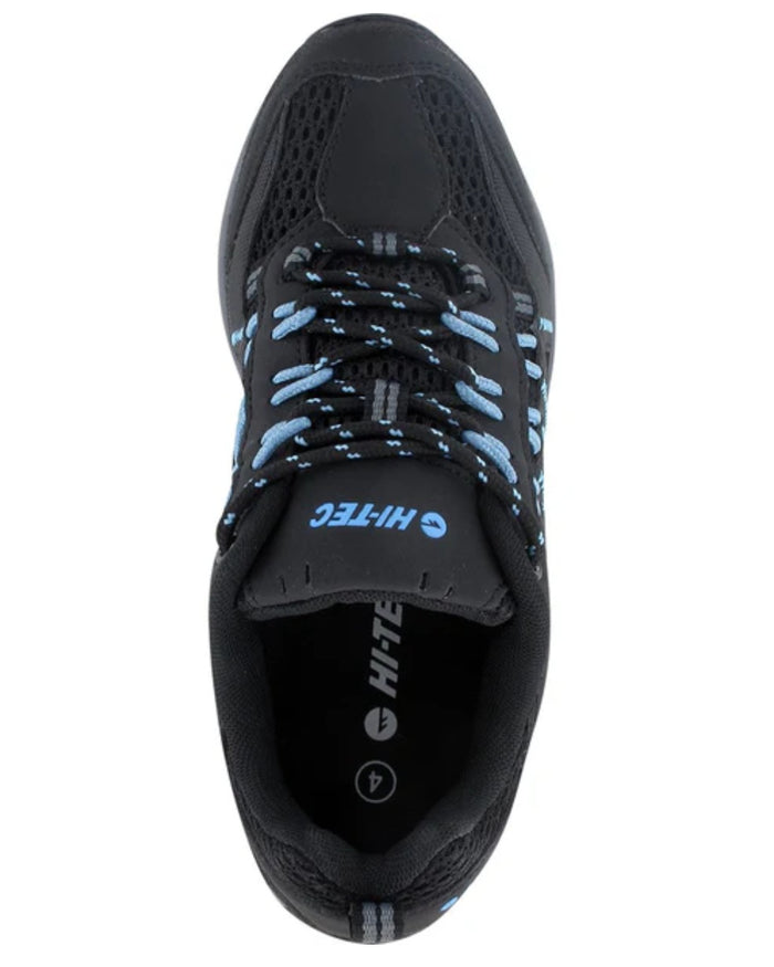 Black Coloured Hi-Tec Womens Jaguar Shoes On A White Background #colour_black