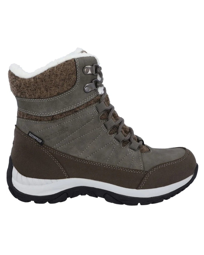 Beige Coloured Hi-Tec Womens Riva Mid Boots on white background #colour_beige