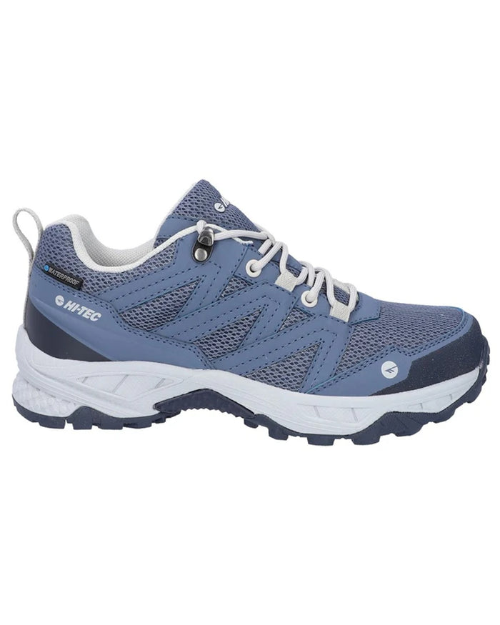 Blue Coloured Hi-Tec Womens Saunter Waterproof Hiking Shoes on white background #colour_blue