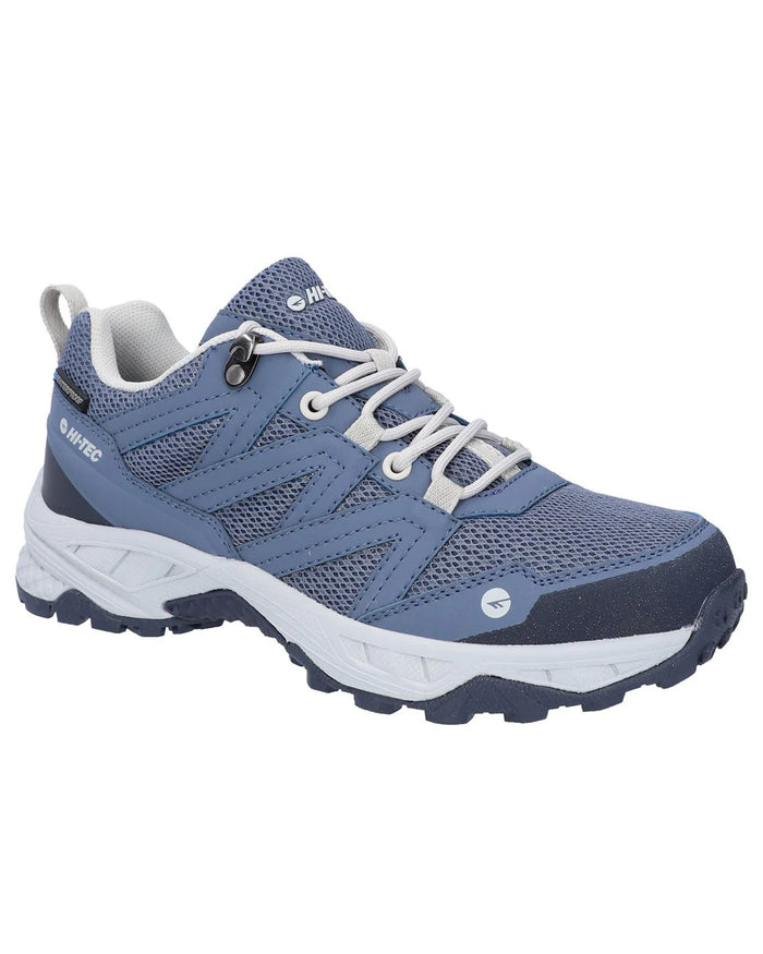 Blue Coloured Hi-Tec Womens Saunter Waterproof Hiking Shoes on white background #colour_blue
