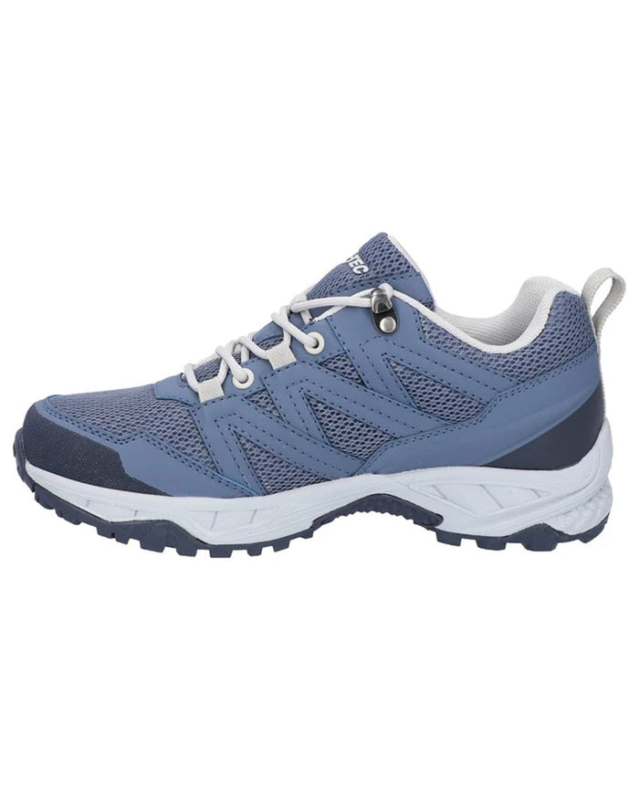 Blue Coloured Hi-Tec Womens Saunter Waterproof Hiking Shoes on white background #colour_blue