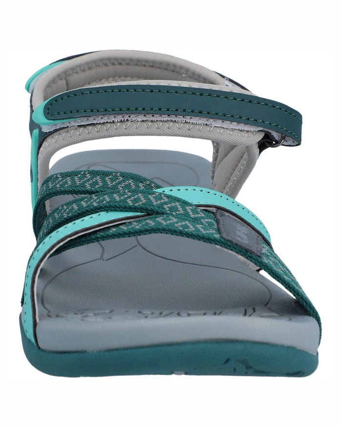 Dark Moss Coloured Hi-Tec Womens Savanna II Sandals On A White Background #colour_dark-moss