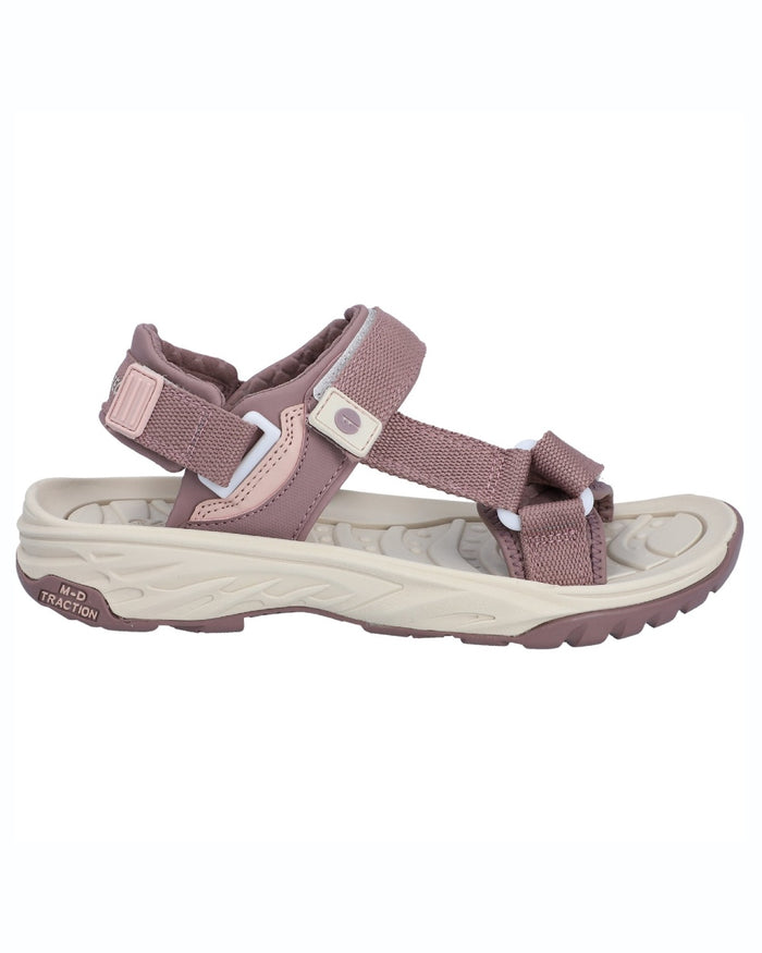 Rose Grey coloured Hi-Tec womens Ula Raft Sandals on white background #colour_rose-grey