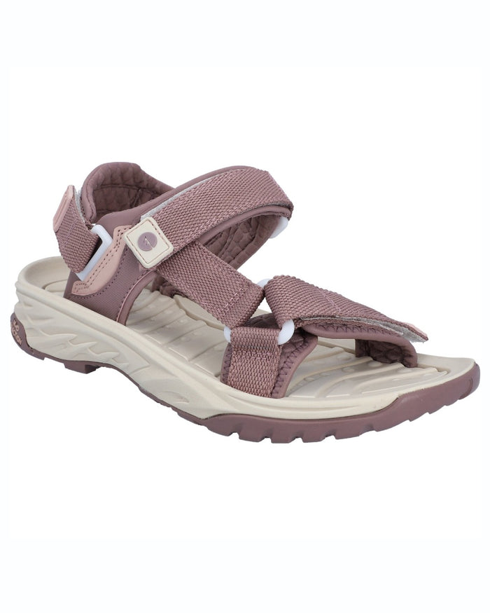 Rose Grey coloured Hi-Tec womens Ula Raft Sandals on white background #colour_rose-grey