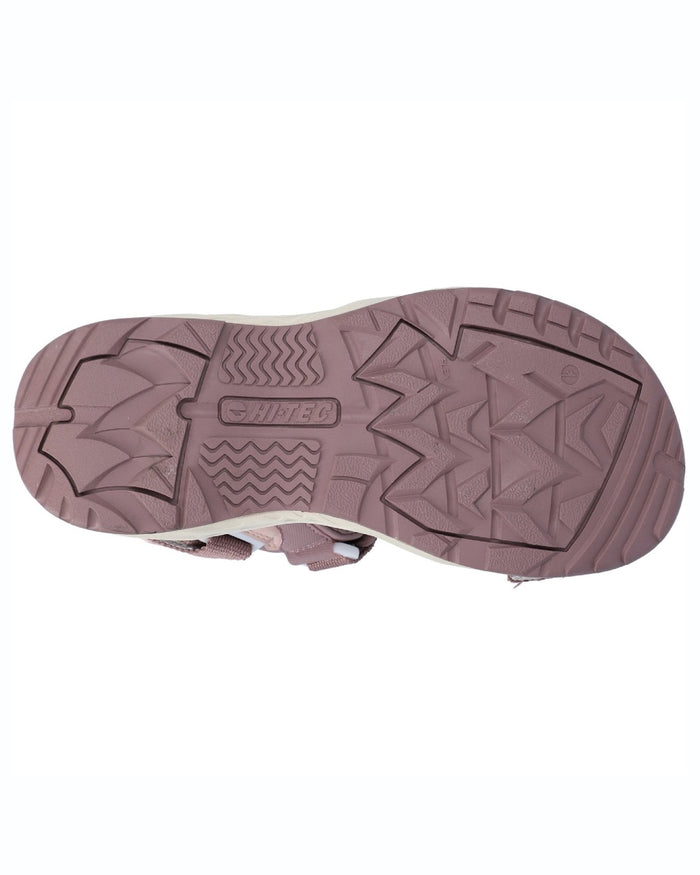 Rose Grey coloured Hi-Tec womens Ula Raft Sandals on white background #colour_rose-grey
