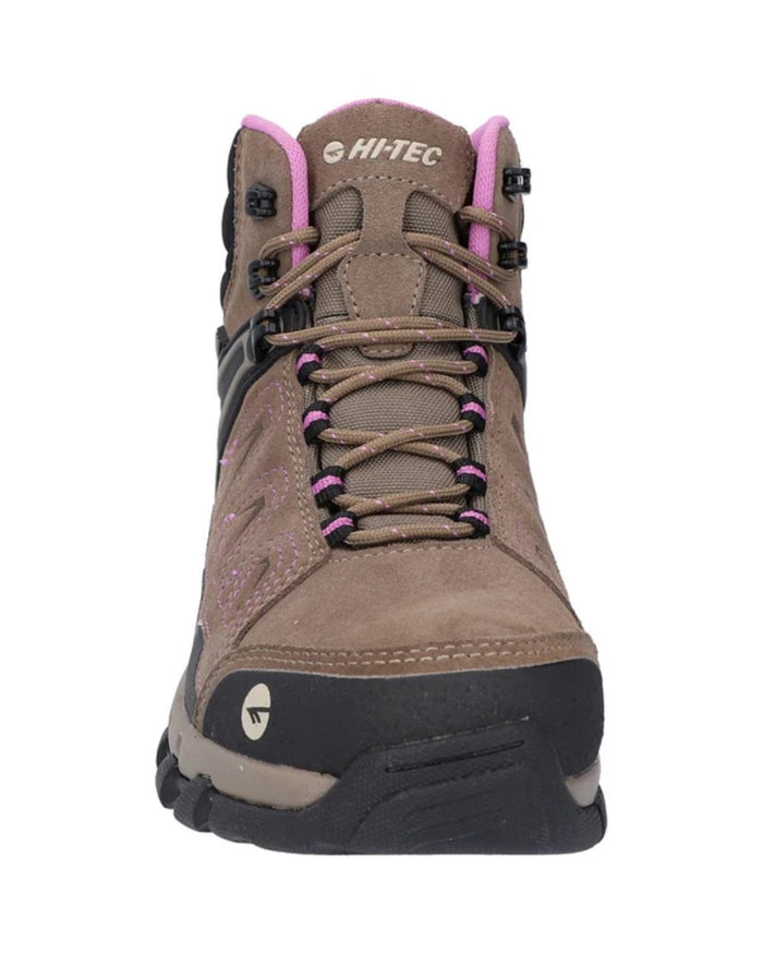 Brown Coloured Hi-Tec Womens V-Lite Explorer Waterproof Hiking Boots On A White Background #colour_brown