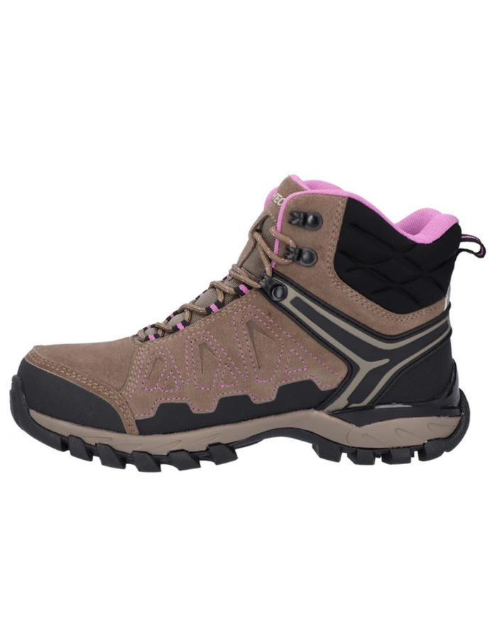 Brown Coloured Hi-Tec Womens V-Lite Explorer Waterproof Hiking Boots On A White Background #colour_brown
