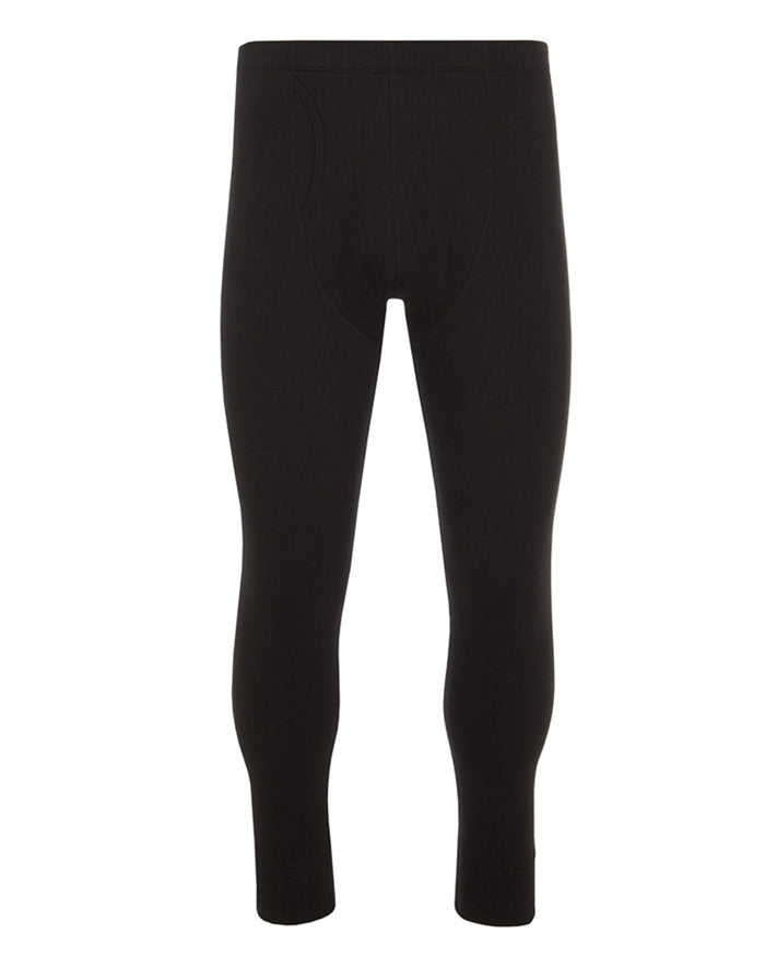 Black coloured Hj Hall Cotton Rich Thermal Long Johns on white background #colour_black