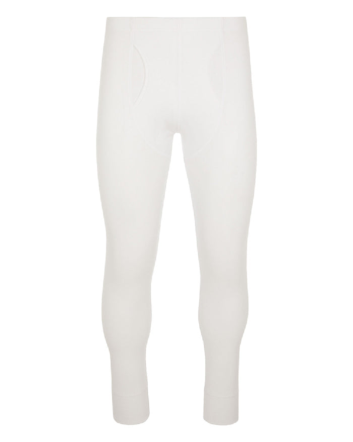 White coloured Hj Hall Cotton Rich Thermal Long Johns on white background #colour_white