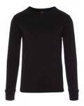 Black coloured HJ Hall Mens Cotton Rich Thermal Long Sleeve Top on white background #colour_black