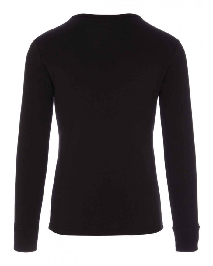 Black coloured HJ Hall Mens Cotton Rich Thermal Long Sleeve Top on white background #colour_black