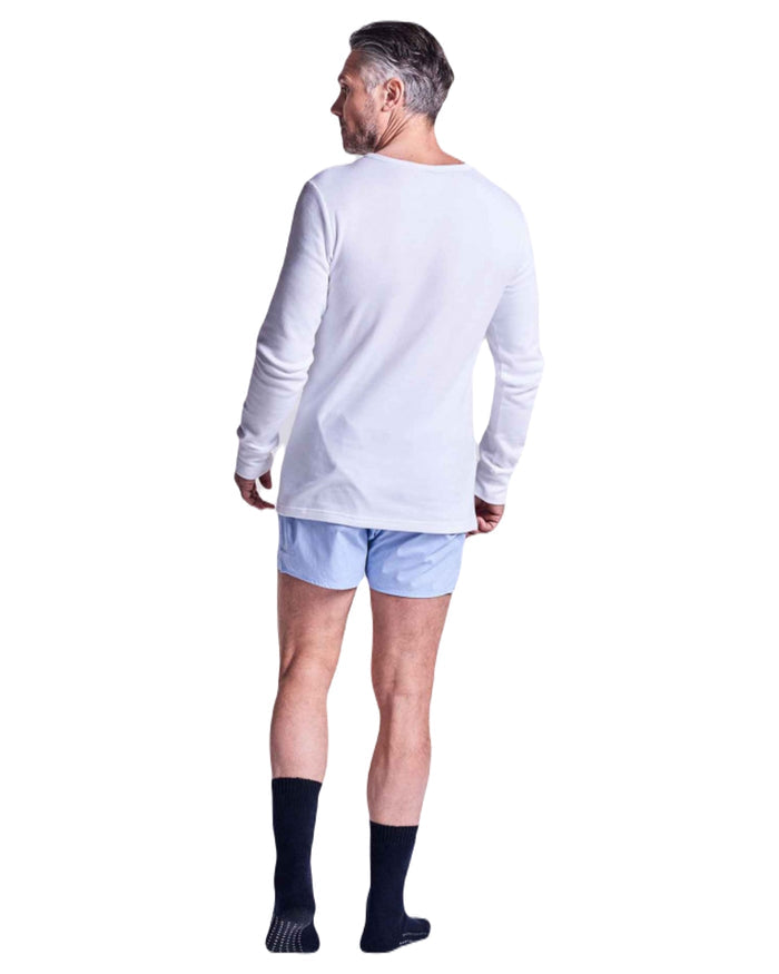 White coloured HJ Hall Mens Cotton Rich Thermal Long Sleeve Top on white background #colour_white