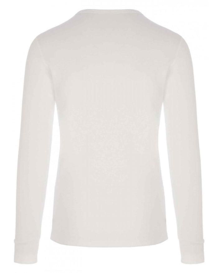 White coloured HJ Hall Mens Cotton Rich Thermal Long Sleeve Top on white background #colour_white