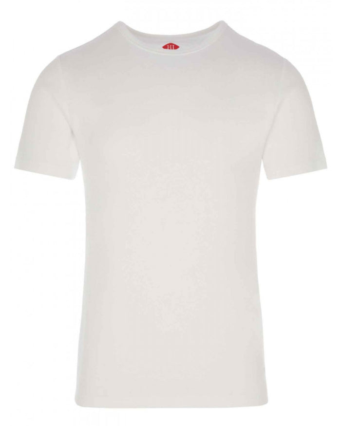 White coloured HJ Hall Mens Cotton Rich Thermal T-shirt on white background #colour_white