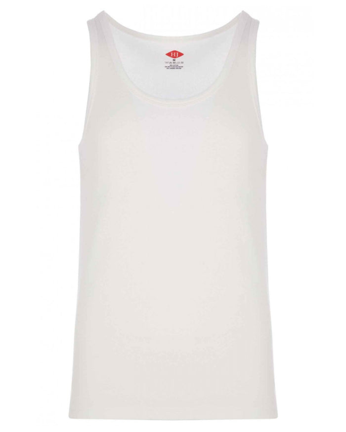 White coloured HJ Hall Mens Cotton Rich Thermal Vest Twin Pack on white background #colour_white