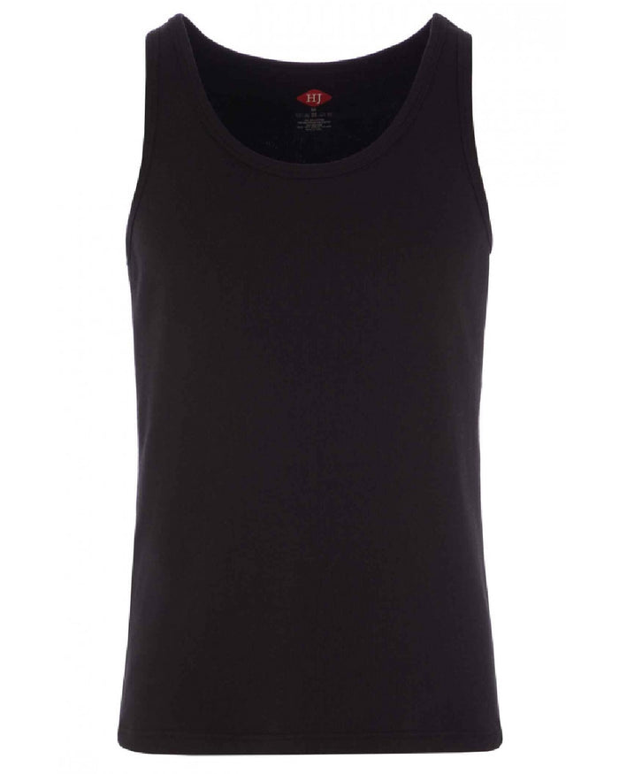 Black coloured HJ Hall Mens Cotton Rich Thermal Vest Twin Pack on white background #colour_black