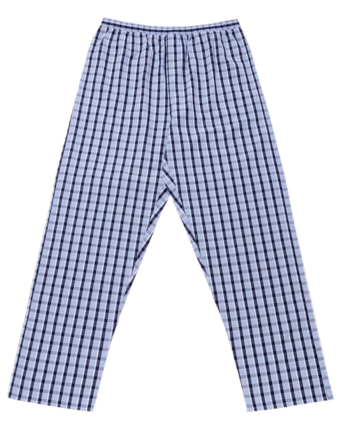 Blue Check Coloured HJ Hall Mens Pure Cotton Pyjamas on white background #colour_blue-check