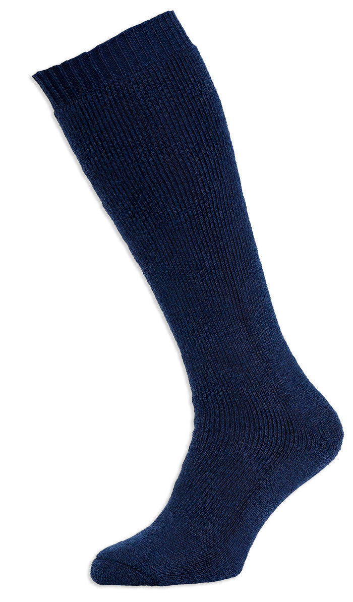 navy HJ Hall Rambler Long Cushioned Wool Sock #colour_navy