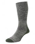 Green coloured HJ Hall Technical Rambler Comfort Top Thermal Wool Socks on white background #colour_green