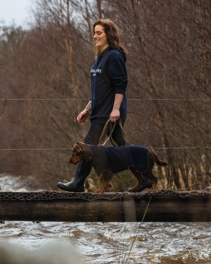Navy Coloured Hoggs of Fife Annan 1888 Hoodie on countryside background #colour_navy