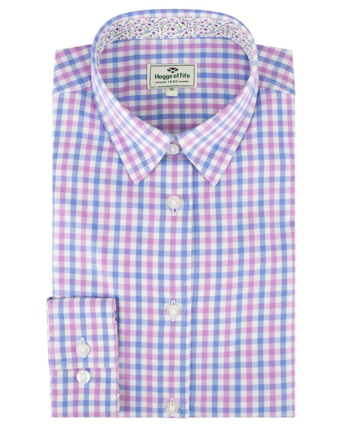 Pink Blue Coloured Hoggs of Fife Becky II Shirt on white background #colour_pink-blue