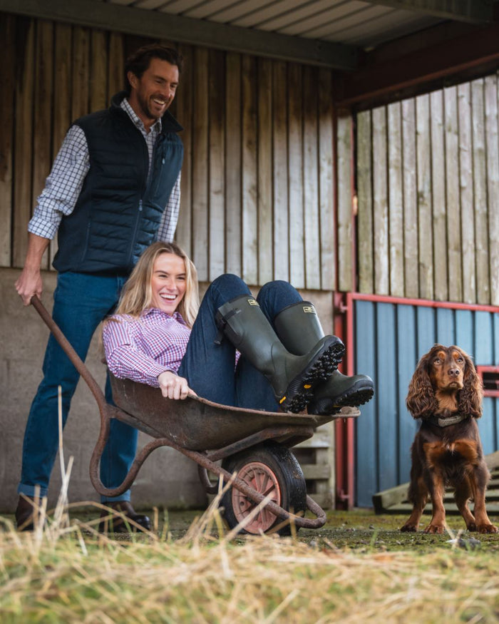 Violet Cerise Coloured Hoggs of Fife Becky II Shirt on countryside background #colour_violet-cerise