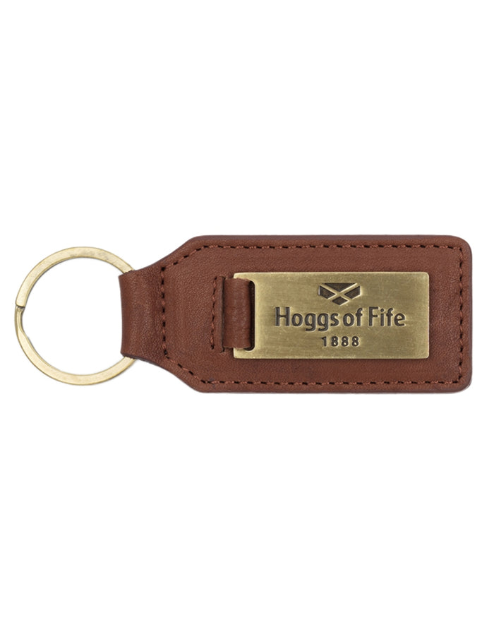 Conker Coloured Hoggs of Fife Hoggs Branded Keyring on white background #colour_conker