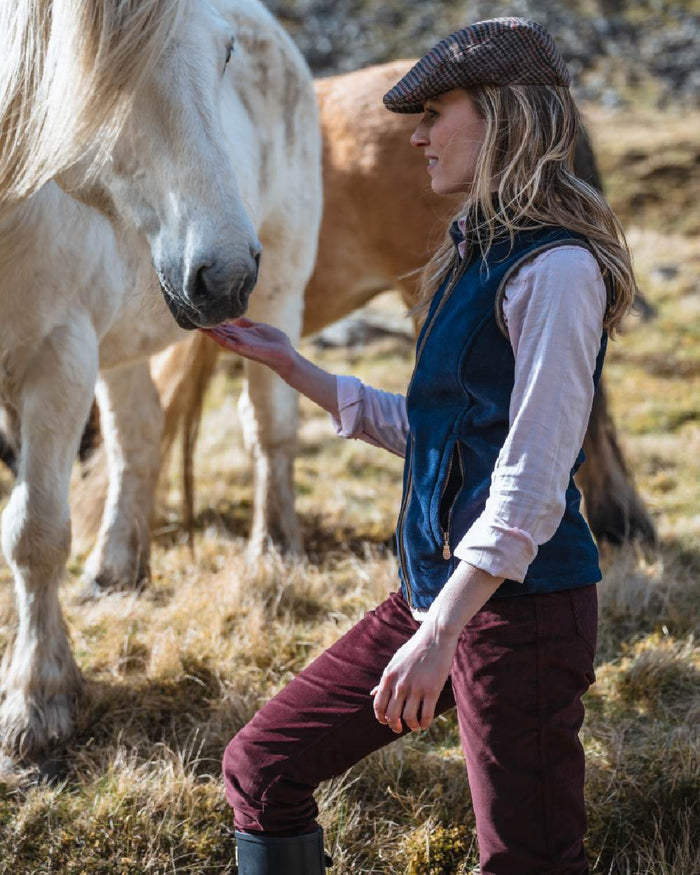 Pink Coloured Hoggs of Fife Callie Twill Ladies Check Shirt on countryside background #colour_pink
