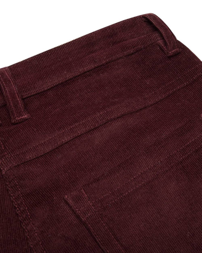 Merlot Coloured Hoggs of Fife Ceres Ladies Stretch Cord Jeans on white background #colour_merlot