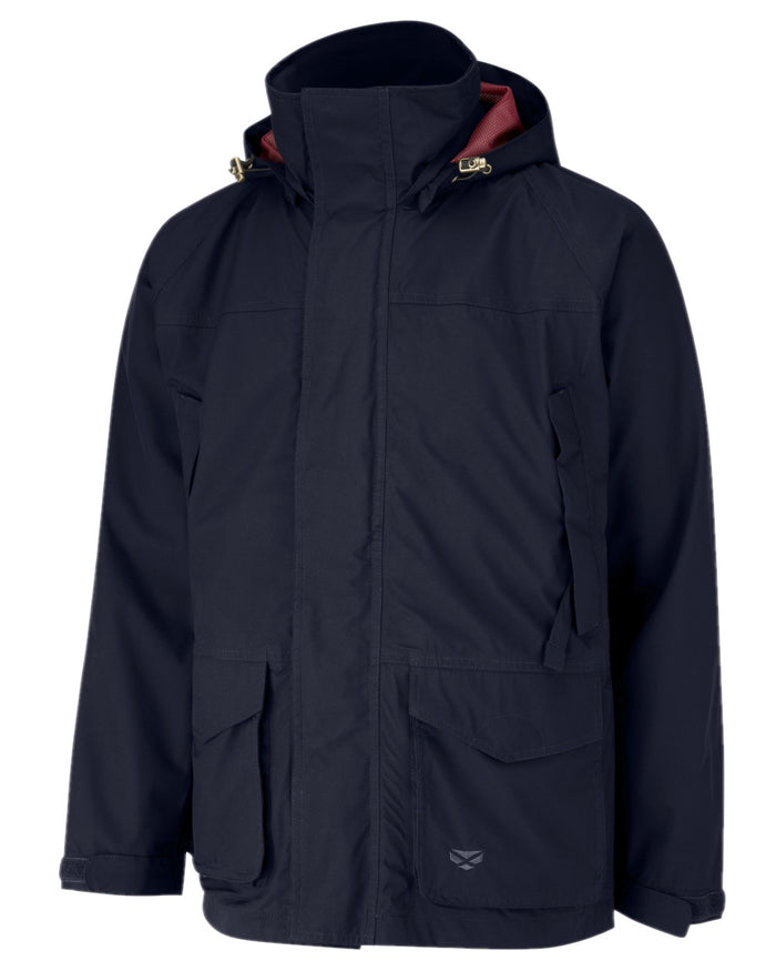 Navy Coloured Hoggs of Fife Culloden Waterproof Field Jacket on white background #colour_navy